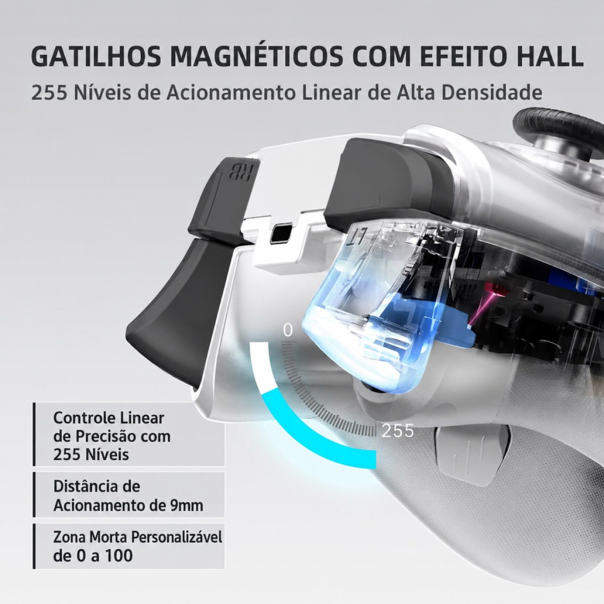 Controle Gamer Machenike G5 Pro Max SE, Wireless/Bluetooth, Hall Effect, Branco, JJ02G700C