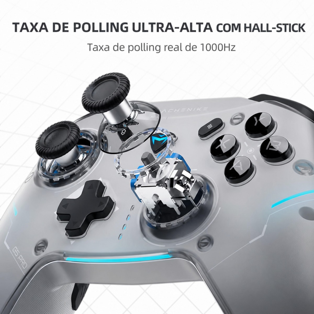 Controle Gamer Machenike G5 Pro Max SE, Wireless/Bluetooth, Hall Effect, Branco, JJ02G700C