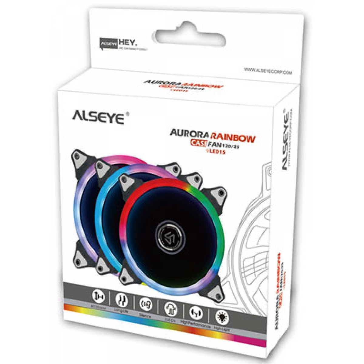 Cooler Para Gabinete Alseye Aurora Rainbow RGB 120MM A-120-RR