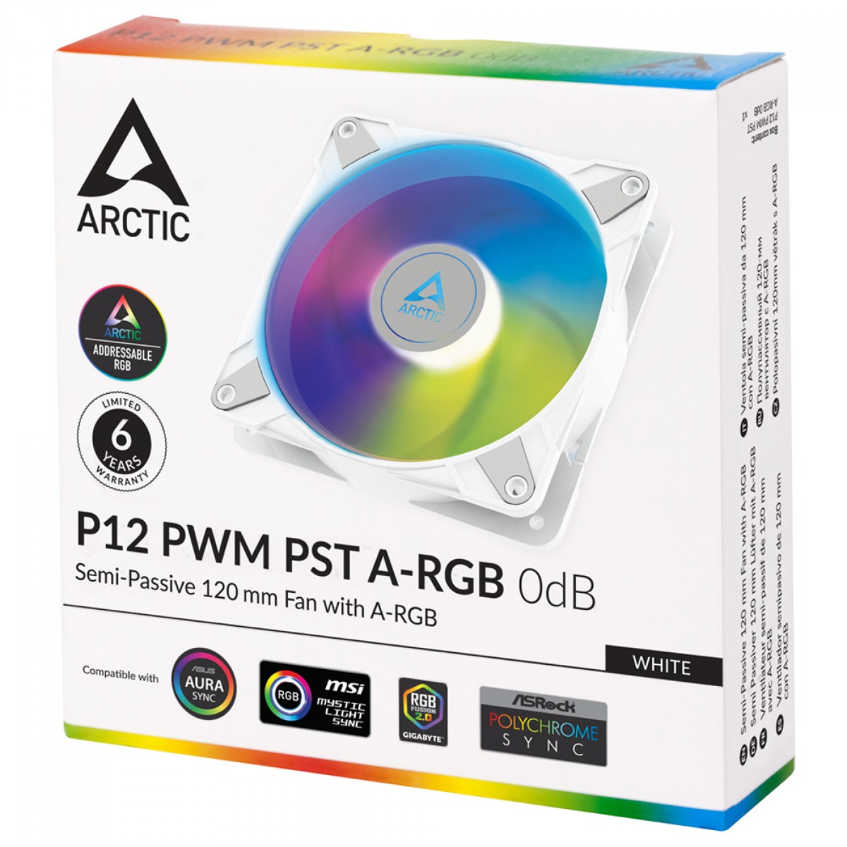 Cooler para Gabinete Arctic P12 PWM PST, ARGB, 120mm, Branco, ACFAN00254A