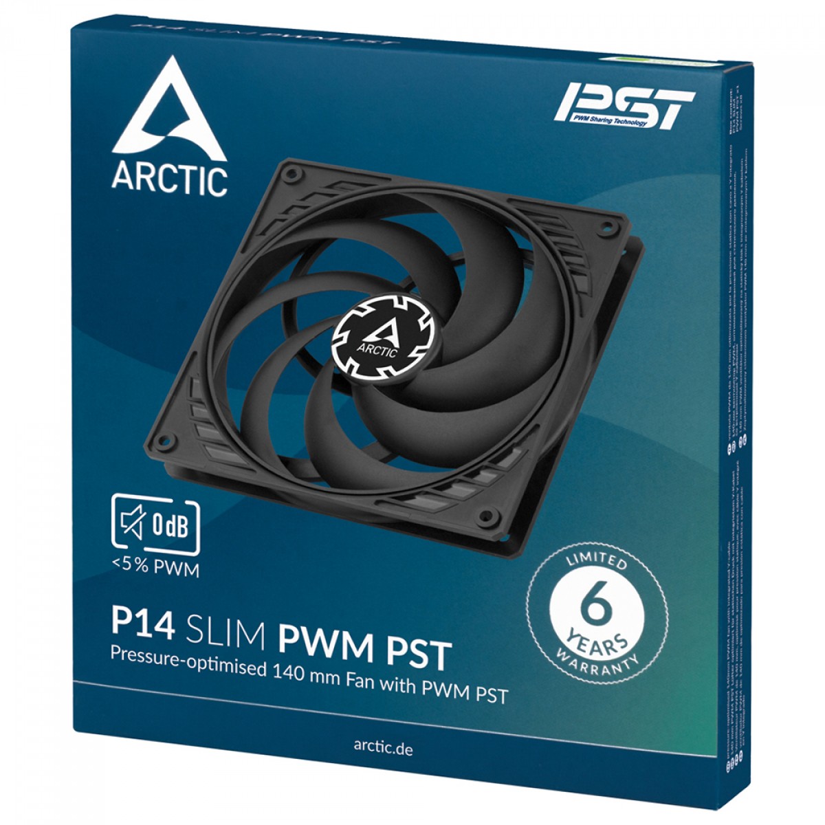 Cooler Para Gabinete Arctic P14 Slim PWM PST, 140mm, Preto, ACFAN00268A - Open Box