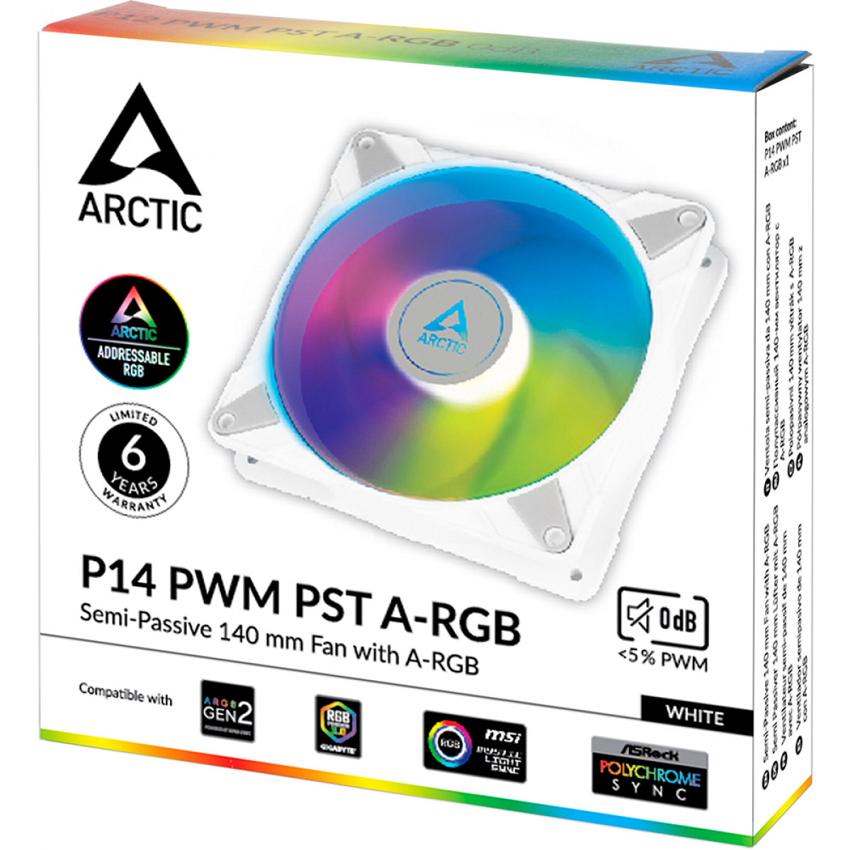 Cooler para Gabinete Arctic P14 PST, ARGB, 140mm, White ACFAN00276A