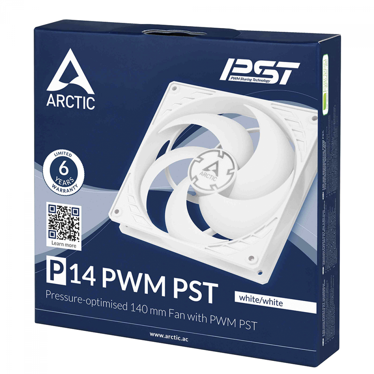 Cooler para Gabinete Arctic P14 PWM PST, 140mm, White, ACFAN00197A
