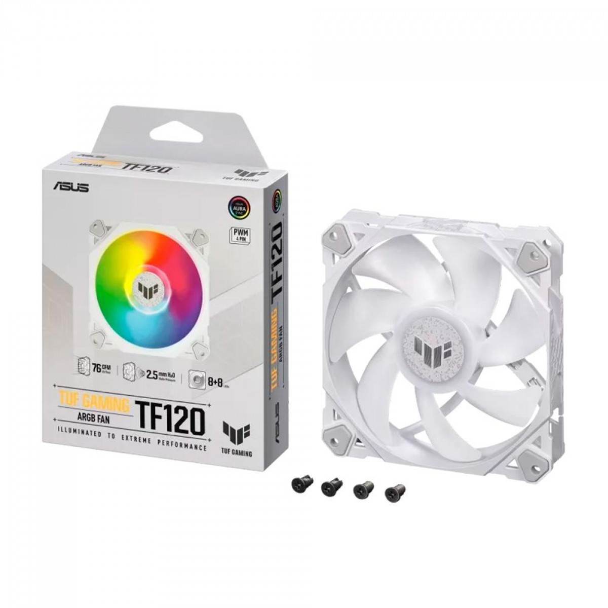 Cooler Para Gabinete Asus TUF Gaming TF120, ARGB, 120mm, Branco, 90DA0033-B00000