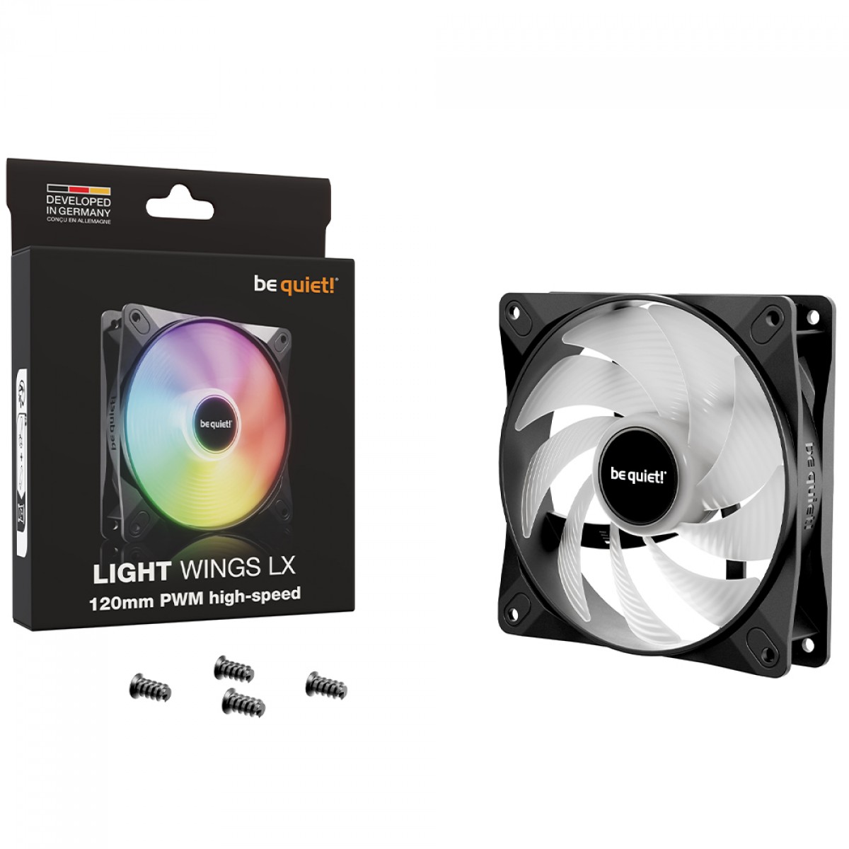 Cooler Para Gabinete Be Quiet Light Wings LX, ARGB, 120mm, PWM, Preto, BL123