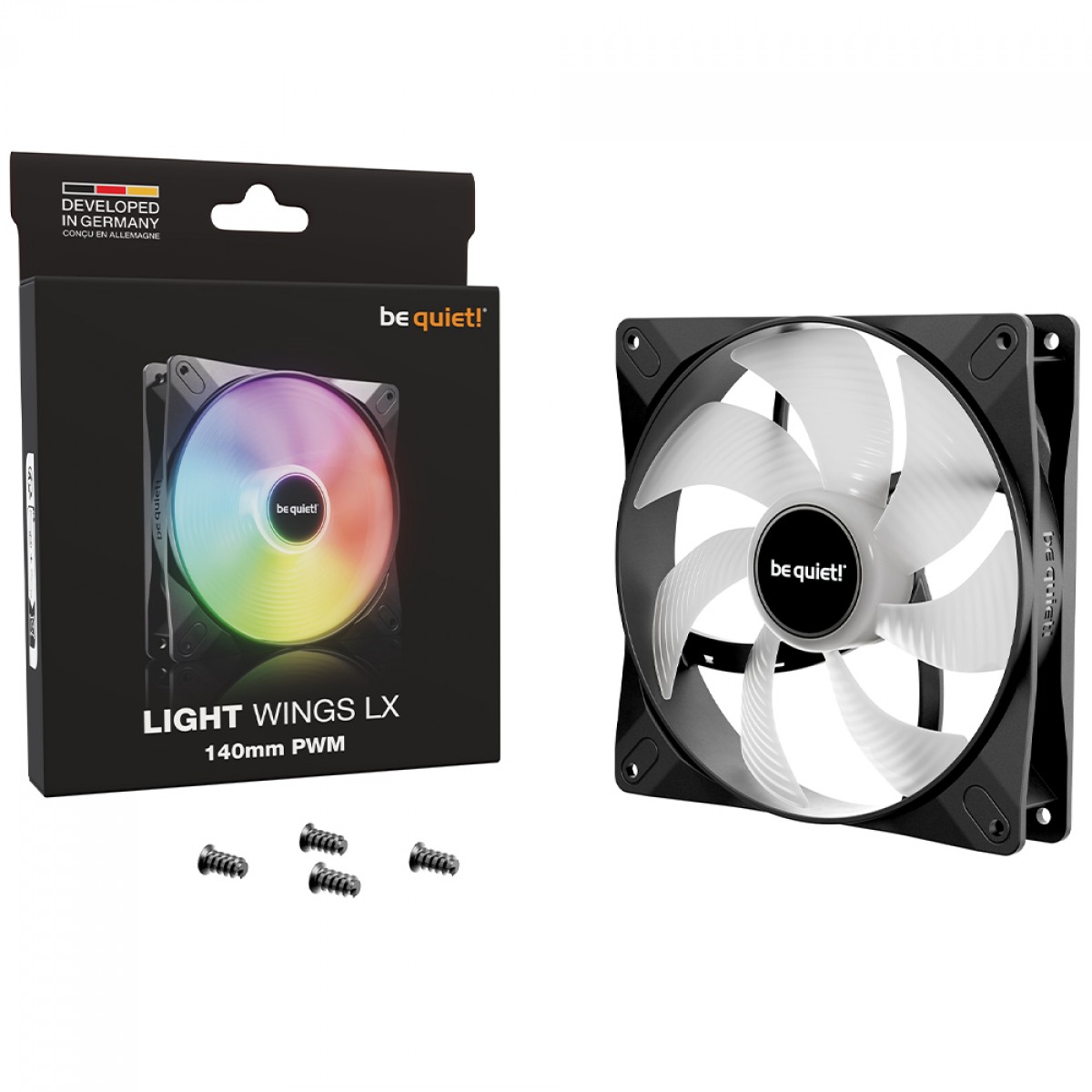 Cooler Para Gabinete Be Quiet Light Wings LX High-Speed, ARGB, 140mm, PWM, Preto, BL129
