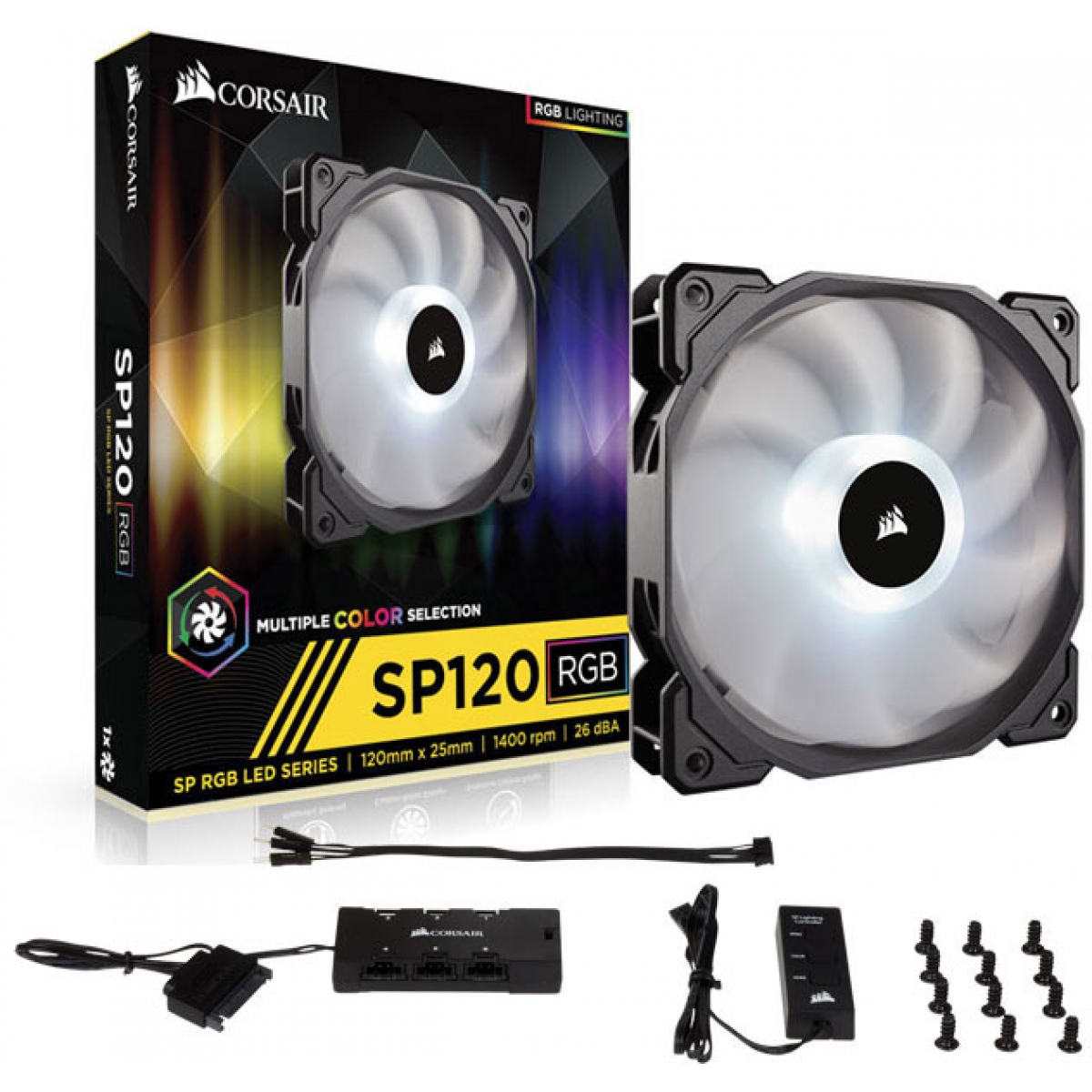 Cooler para Gabinete Corsair SP120 RGB, 120mm, com Controlador, CO-9050060-WW