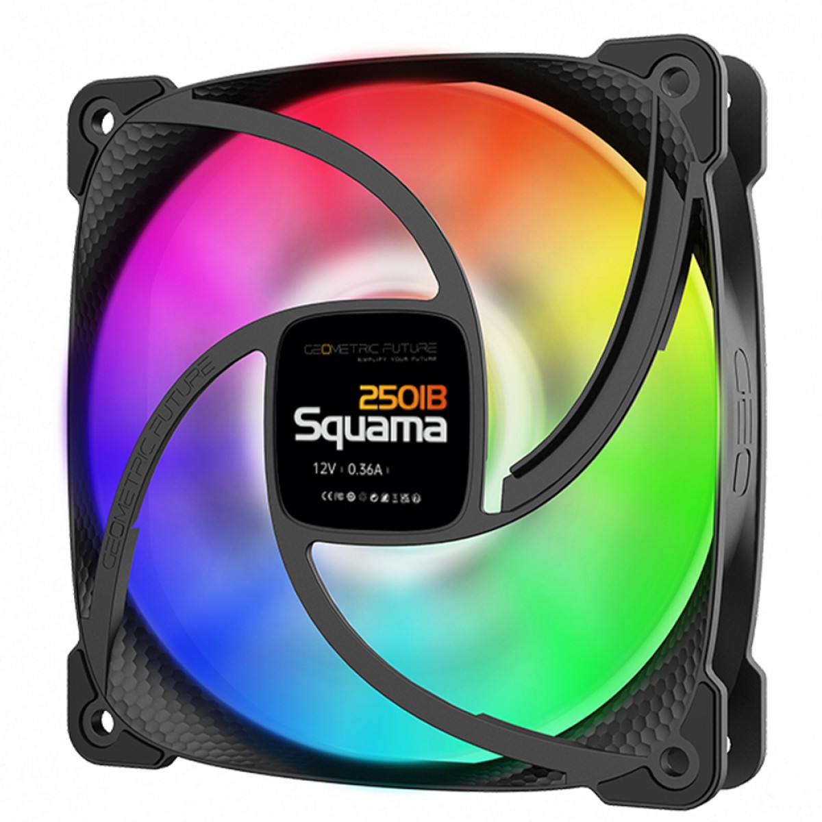 Cooler Para Gabinete Geometric Future Squama 2501B, ARGB, 120mm, PWM, Preto, GEO-S2501B-1