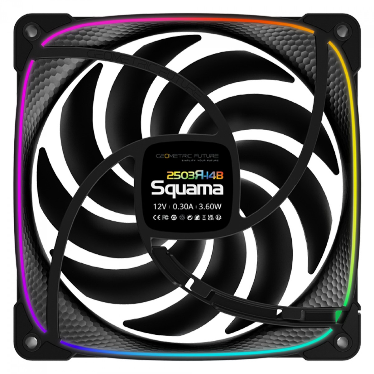 Cooler Para Gabinete Geometric Future Squama S2503R, ARGB, 140mm, Reverse Blade, PWM, Preto, GEO-S2503RB-14S