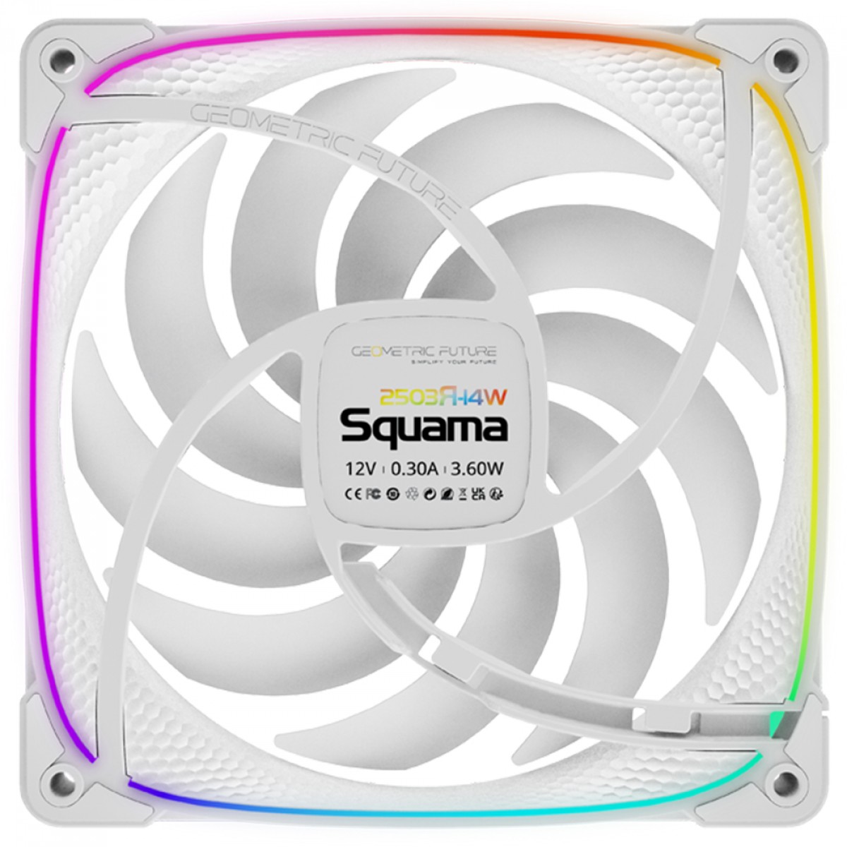 Cooler Para Gabinete Geometric Future Squama S2503RW, ARGB, 140mm, Reverse Blade, PWM, Branco, GEO-S2503RW-14S