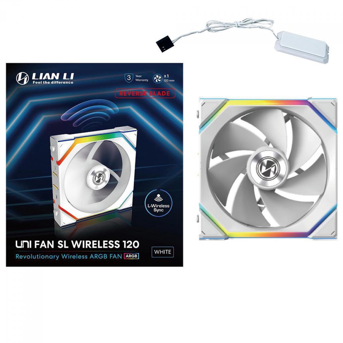 Cooler Para Gabinete Lian Li Uni Fan SL Wireless, Reverse Blade, ARGB, 120mm, White, 12RSL1W1W