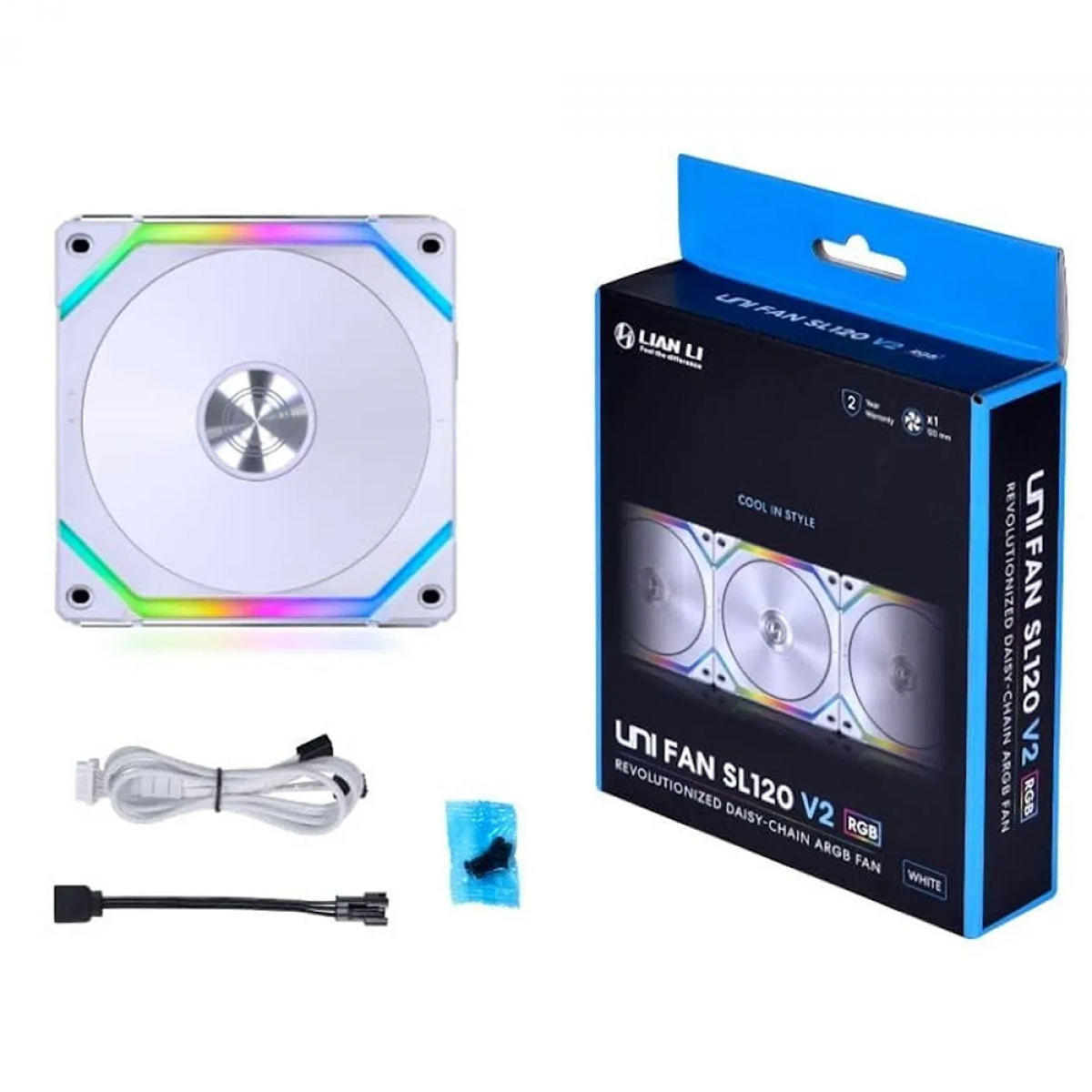 Cooler Para Gabinete Lian Li Uni Fan SL120 V2, RGB, 120mm, White, SL120V2-1W