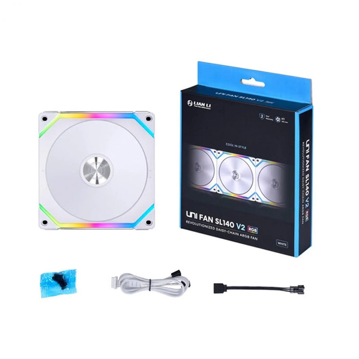 Cooler Para Gabinete Lian Li Uni Fan SL140 V2, RGB, 140mm, White, SL140V2-1W