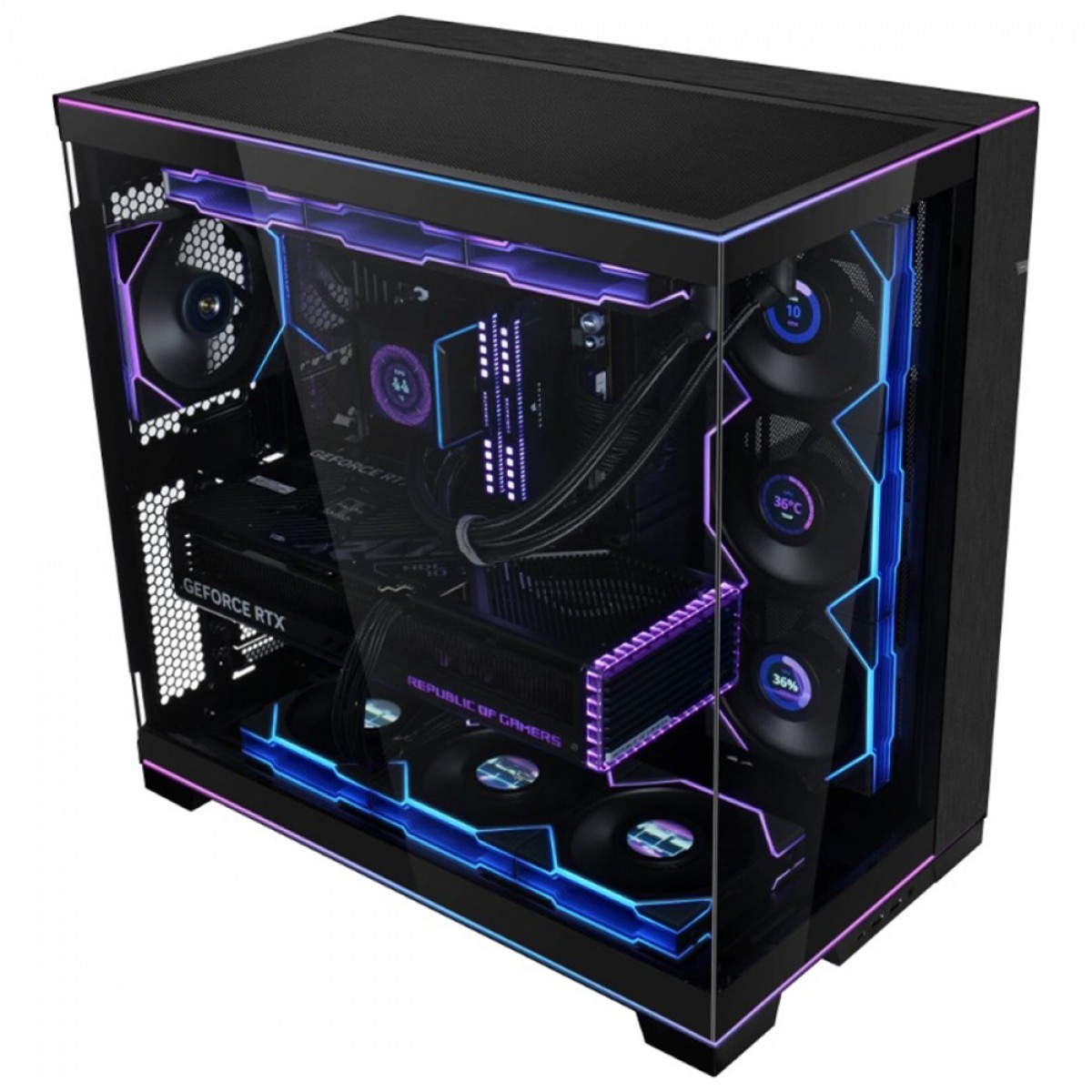 Cooler Para Gabinete Lian Li Uni Fan TL Wireless LCD, ARGB, 120mm, Com Tela, Black, 12TLLCD1W1B