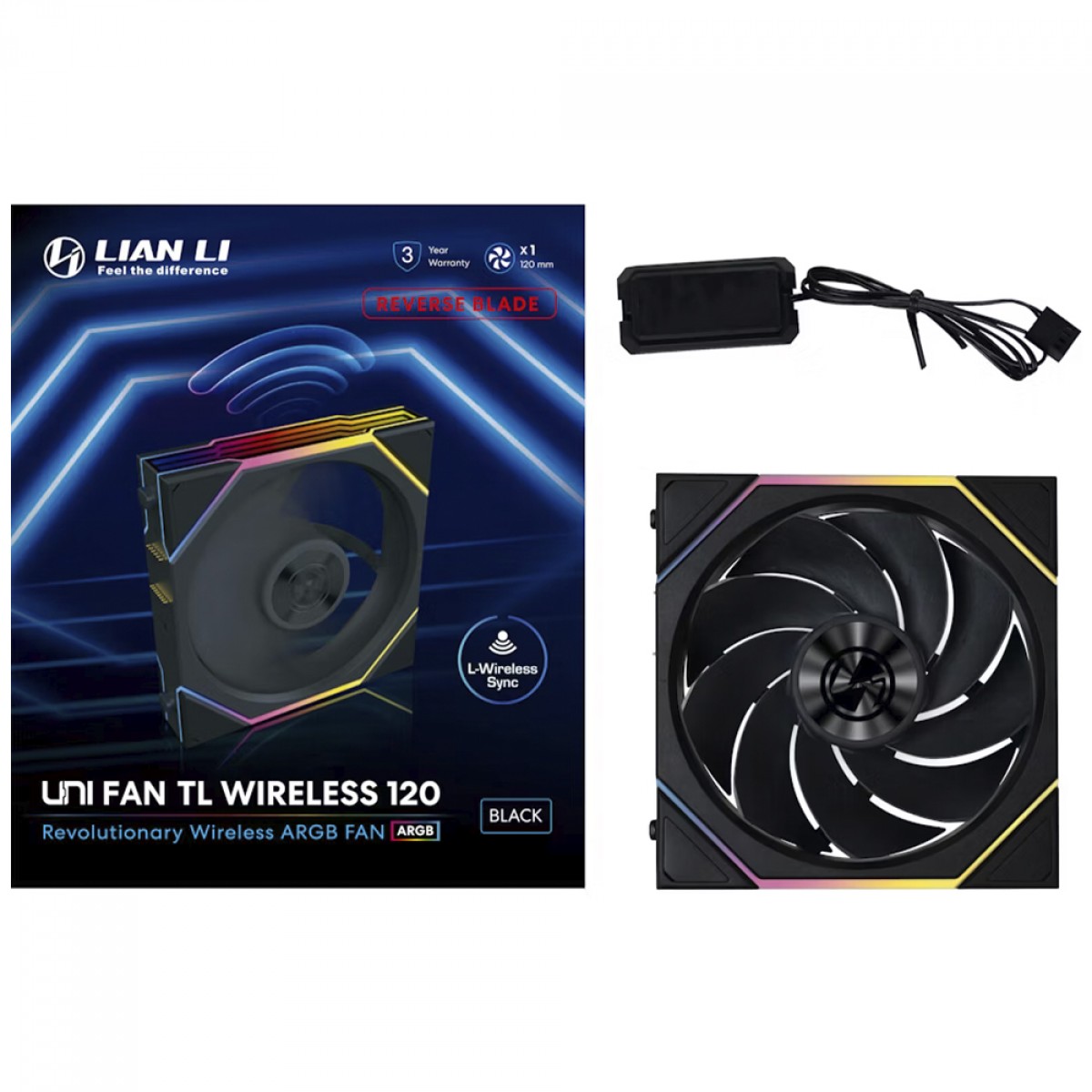 Cooler Para Gabinete Lian Li Uni Fan TL Wireless, Reverse Blade, ARGB, 120mm, Black, 12RTL1W1B 