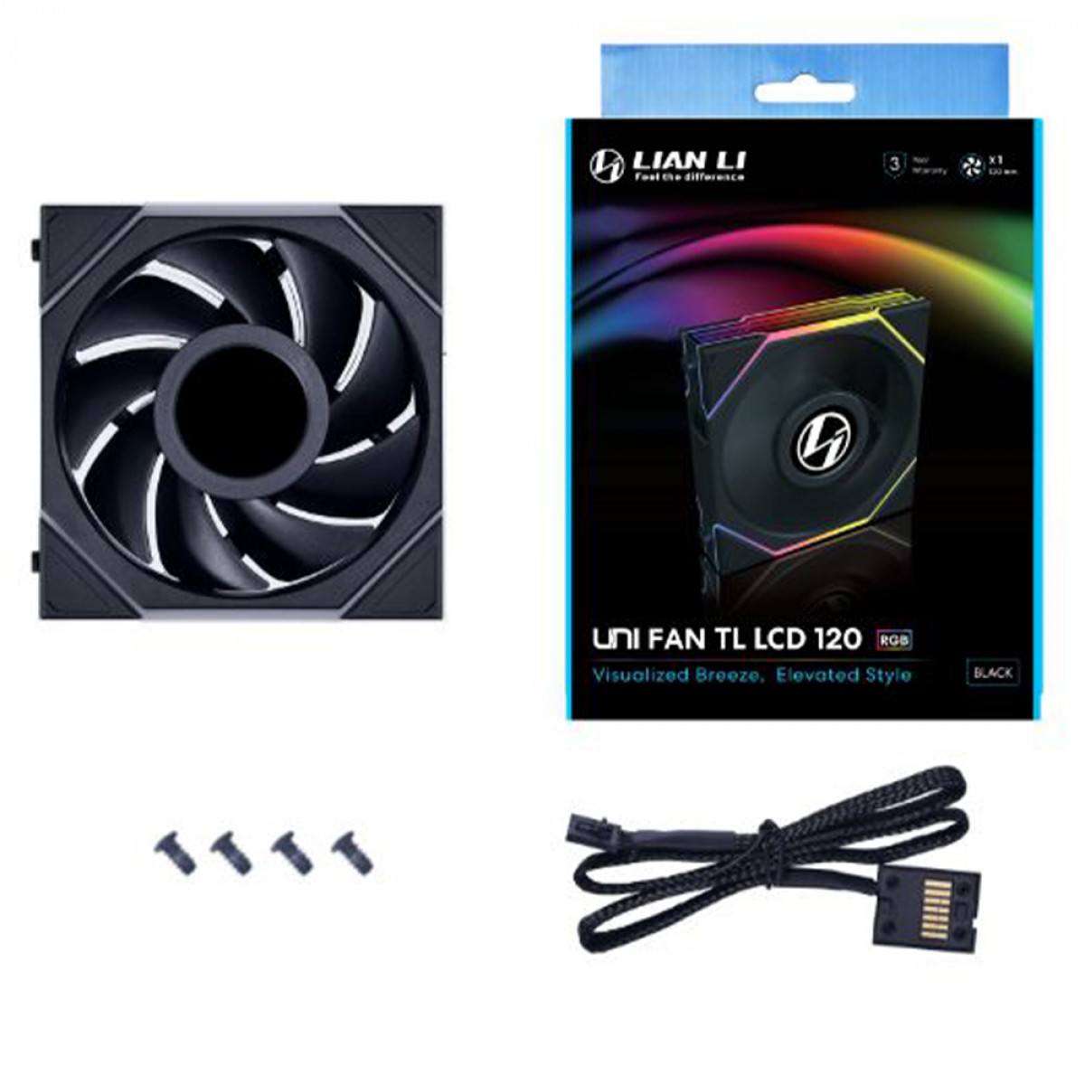 Cooler Para Gabinete Lian Li Uni Fan TL LCD, RGB, 120mm, Com Tela, Preto, 12TLLCD1B BLACK