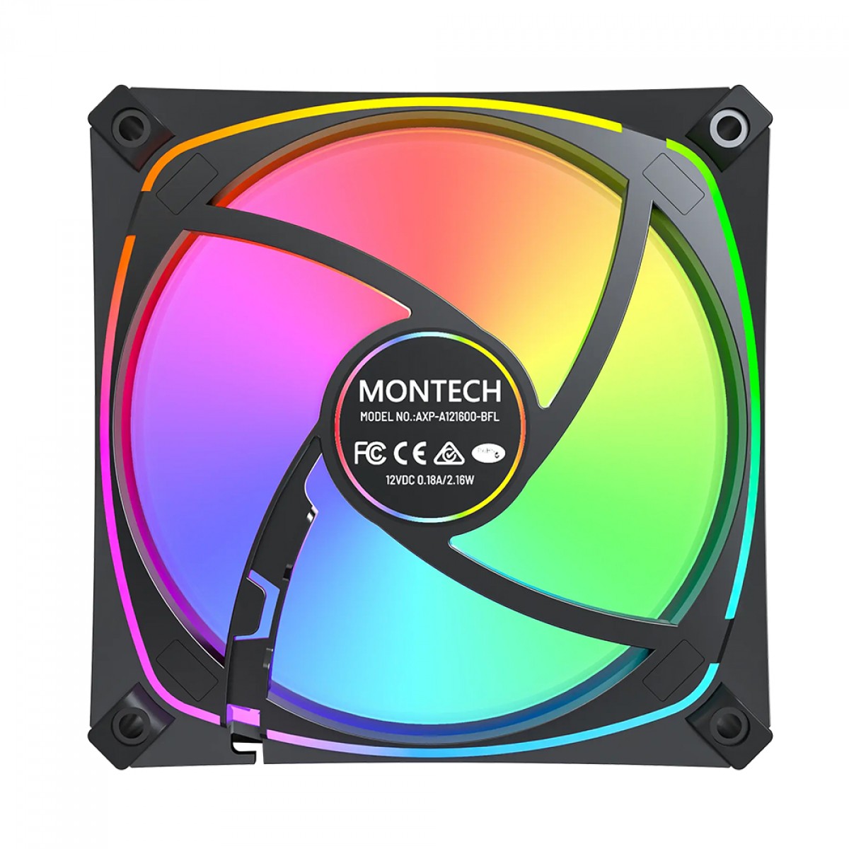 Cooler Para Gabinete Montech AX120 PRO, ARGB, 120mm, Preto - Open Box