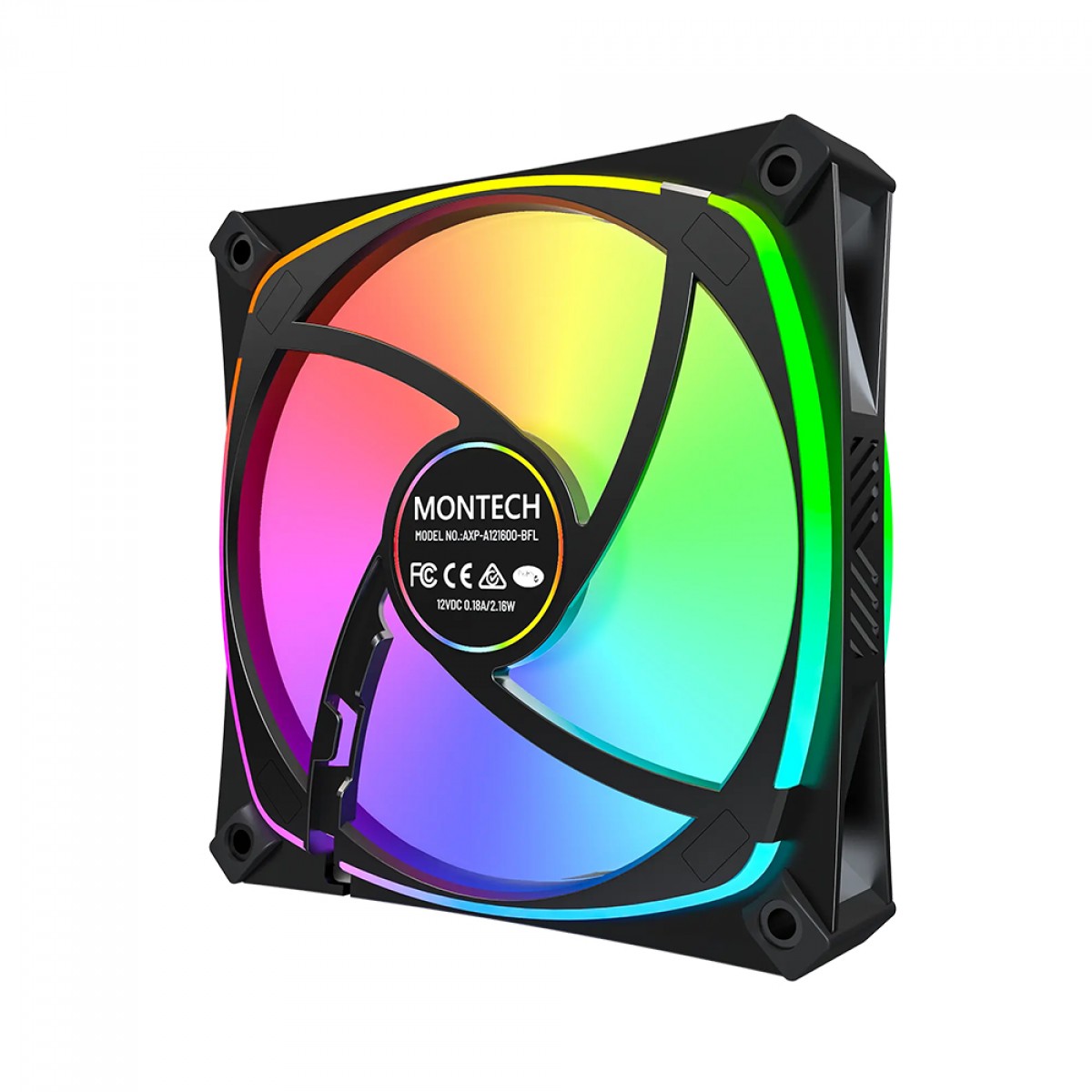Cooler Para Gabinete Montech AX120 PRO, ARGB, 120mm, Preto - Open Box
