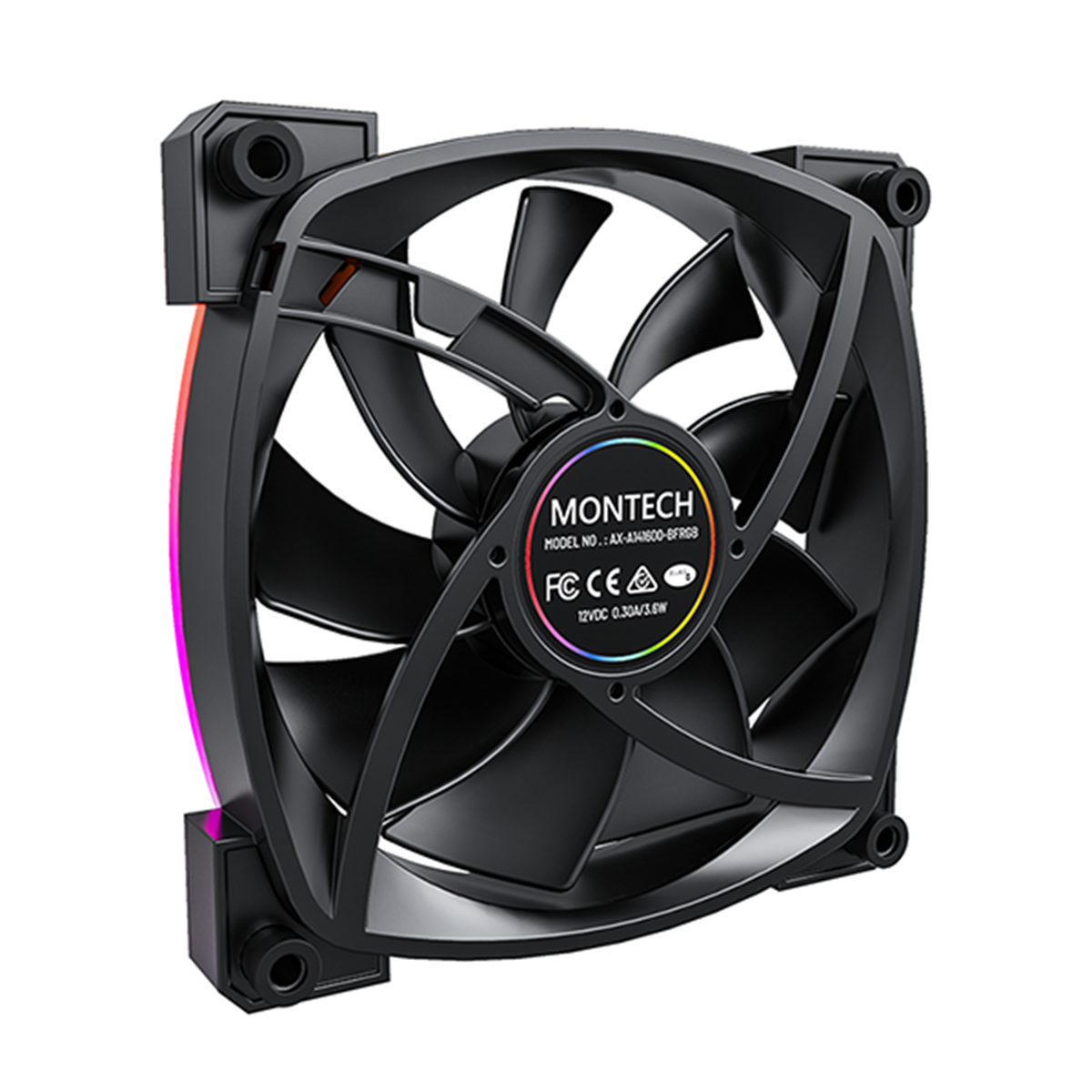 Cooler Para Gabinete Montech AX140 PWM, ARGB, 140mm, Black