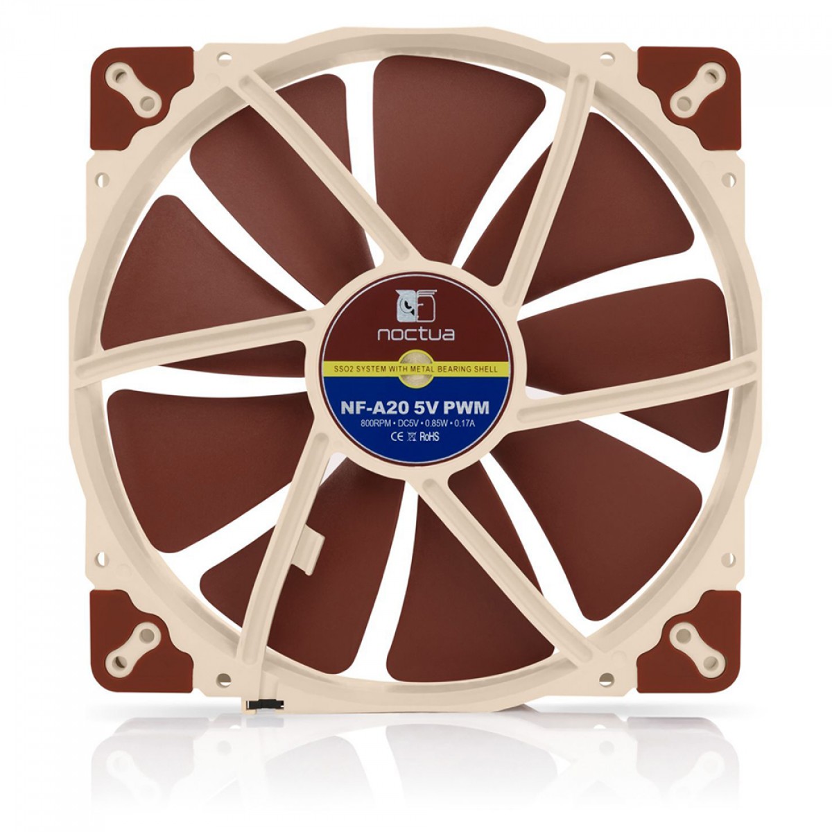 Cooler Para Gabinete Noctua, 200mm, Brown, NF-A20 5V PWM