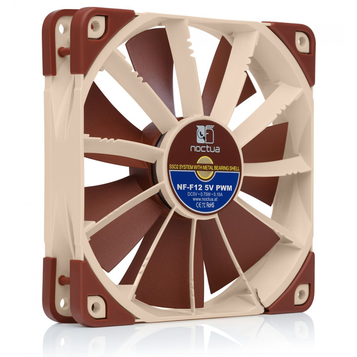 Cooler para Gabinete Noctua NF-F12 5V PWM, 120mm, Beige,