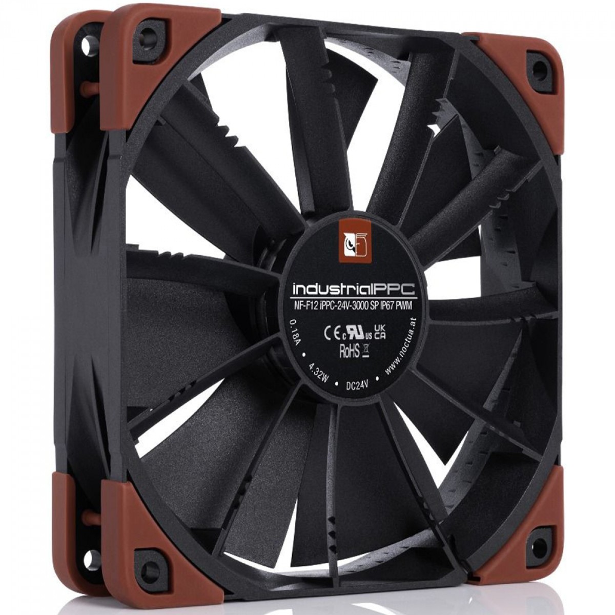 Cooler Para Gabinete Noctua NF-F12 industrialPPC 24V 3000 SP IP67 PWM, 120mm, Black
