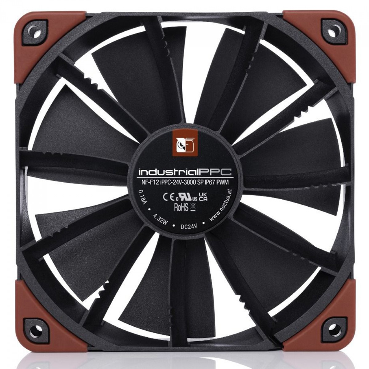 Cooler Para Gabinete Noctua NF-F12 industrialPPC 24V 3000 SP IP67 PWM, 120mm, Black