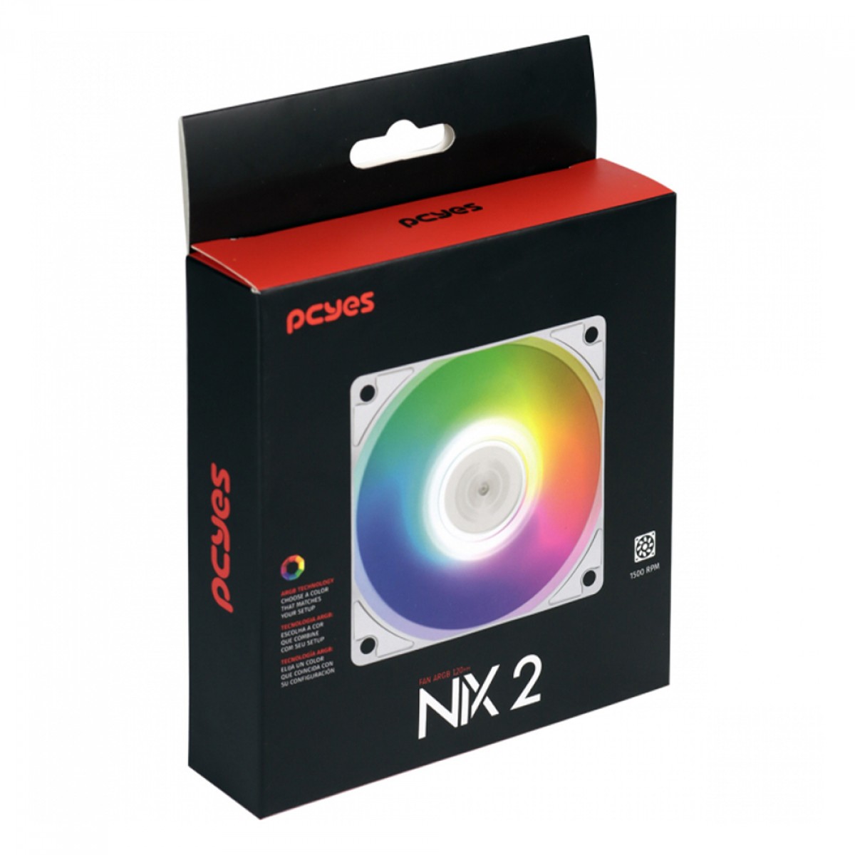 Cooler Para Gabinete PCYES NIX 2, ARGB, 120mm, White, FGBRNIX2
