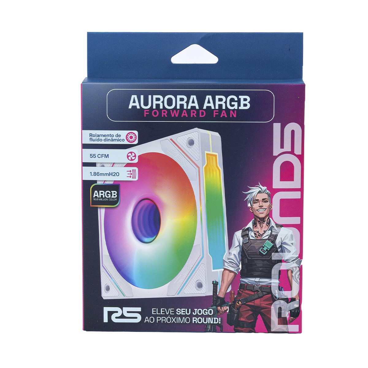 Cooler Para Gabinete Round5 Aurora FW White , 120mm, PWM, ARGB, Branco, R5-AURORA-FW-W-2193
