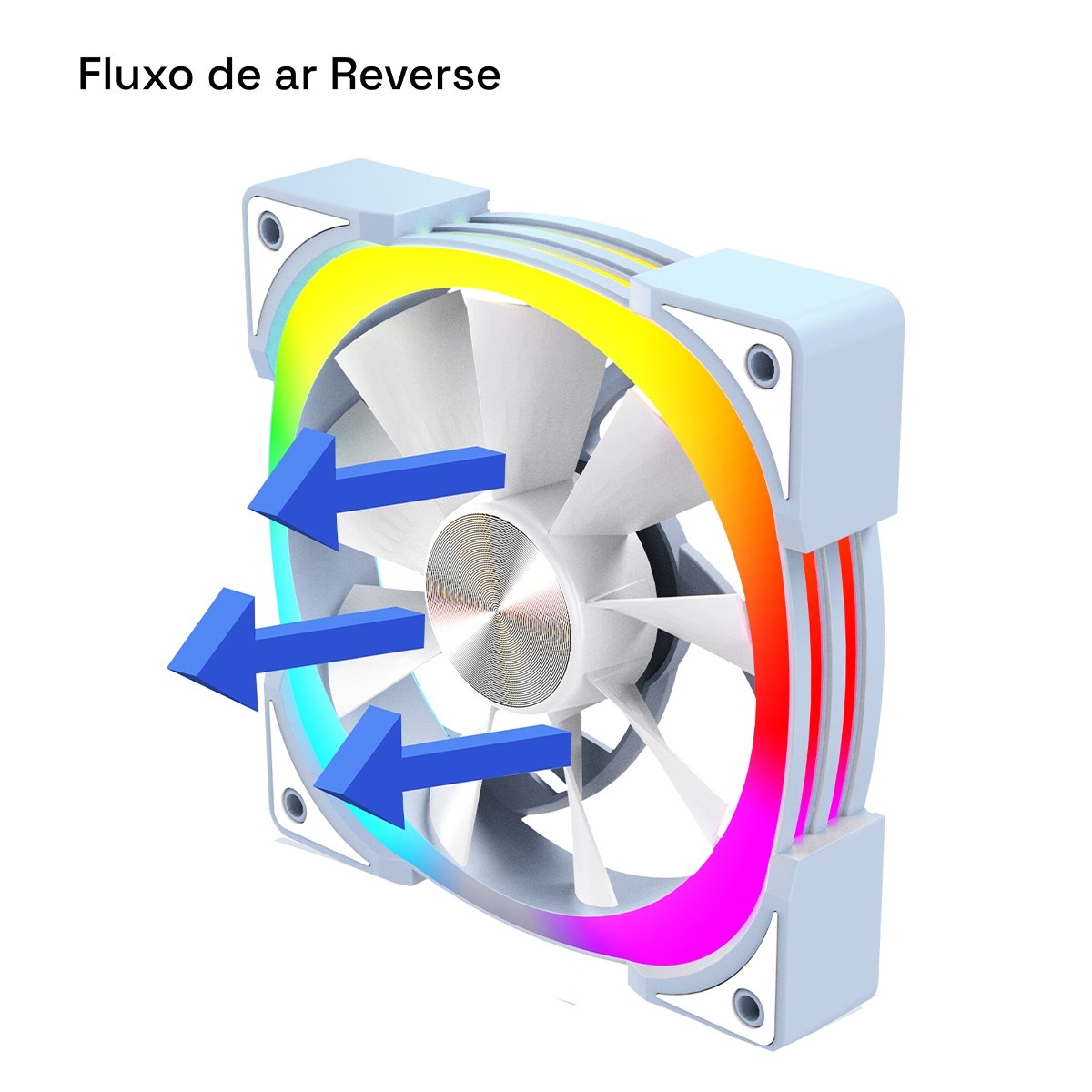 Cooler Para Gabinete Round5 Jetta Reverse White, 120mm, PWM, ARGB, Branco, R5-JETTA-RV-W-2292