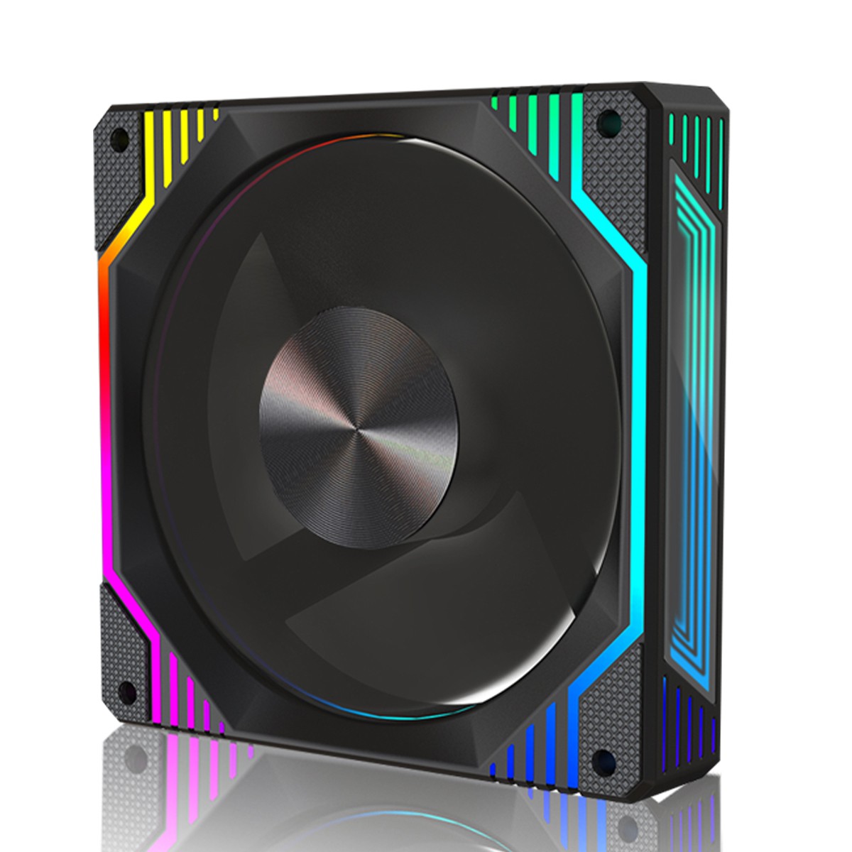 Cooler Para Gabinete Round5 Windforce Reverse Black, 120mm, PWM, ARGB, Preto, R5-WINDFORCE-RV-B-2291