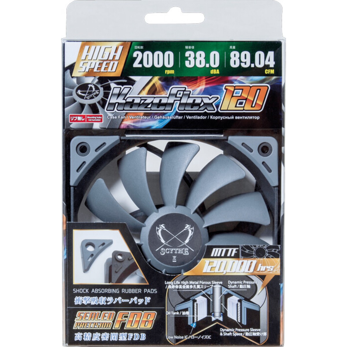 Cooler para Gabinete Scythe Kaze Flex 120mm 2.000 RPM, SU1225FD12H-RP