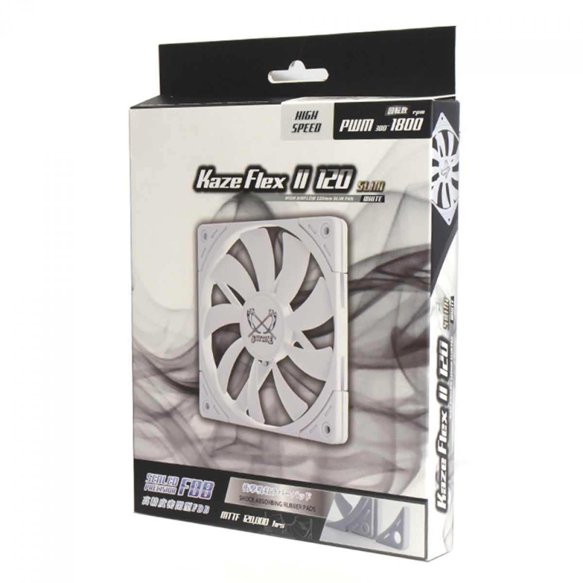 Cooler Para Gabinete Scythe Kaze Flex II 120 Slim, 120mm, White, KFS1215FD18W-P
