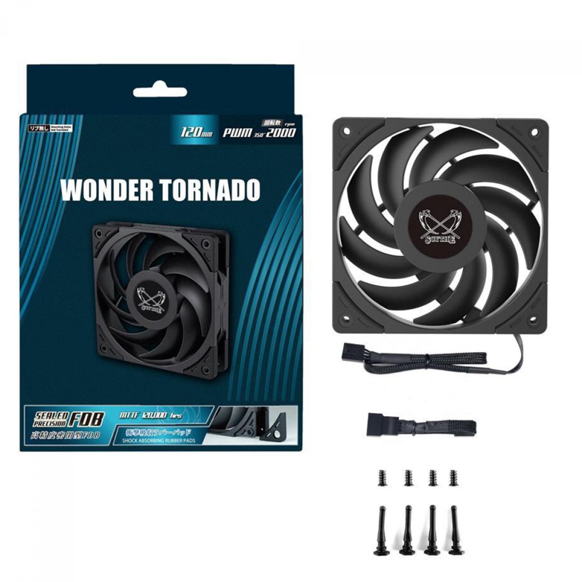 Cooler Para Gabinete Scythe Wonder Tornado, 120mm, 2000 RPM, Preto, WT1225FD20-P