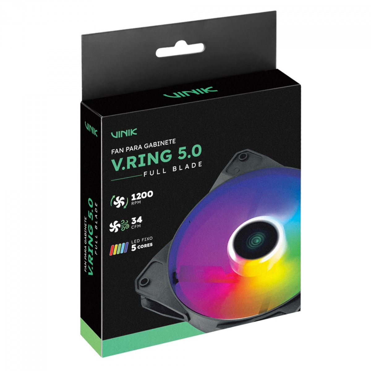 Cooler Para Gabinete Vinik V.Ring 5.0 Full Blade, 120mm, LED Fixo 5 Cores, VRINGFBFX5