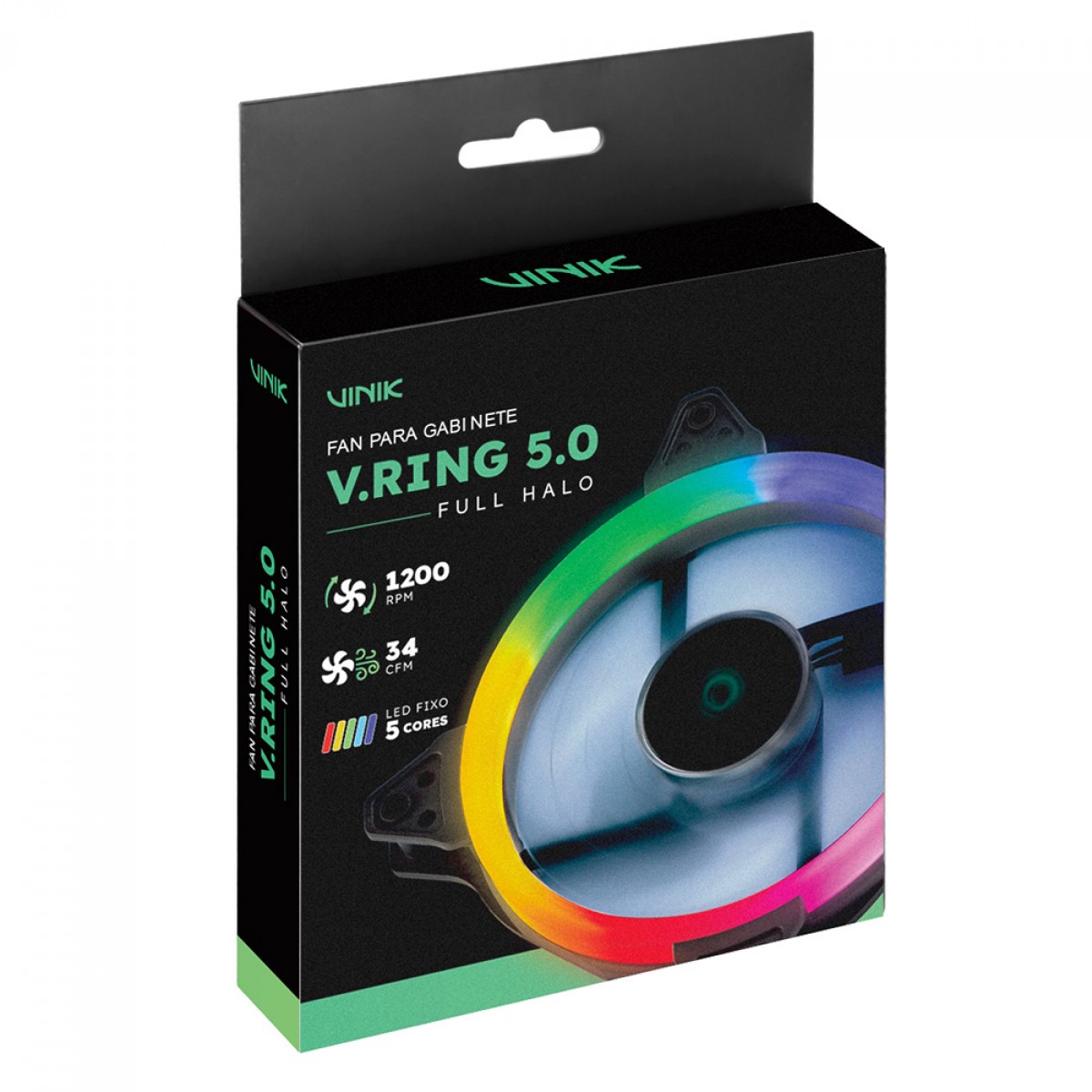 Cooler Para Gabinete Vinik V.Ring 5.0 Full Halo, 120mm, LED Fixo 5 Cores, VRINGFHFX5