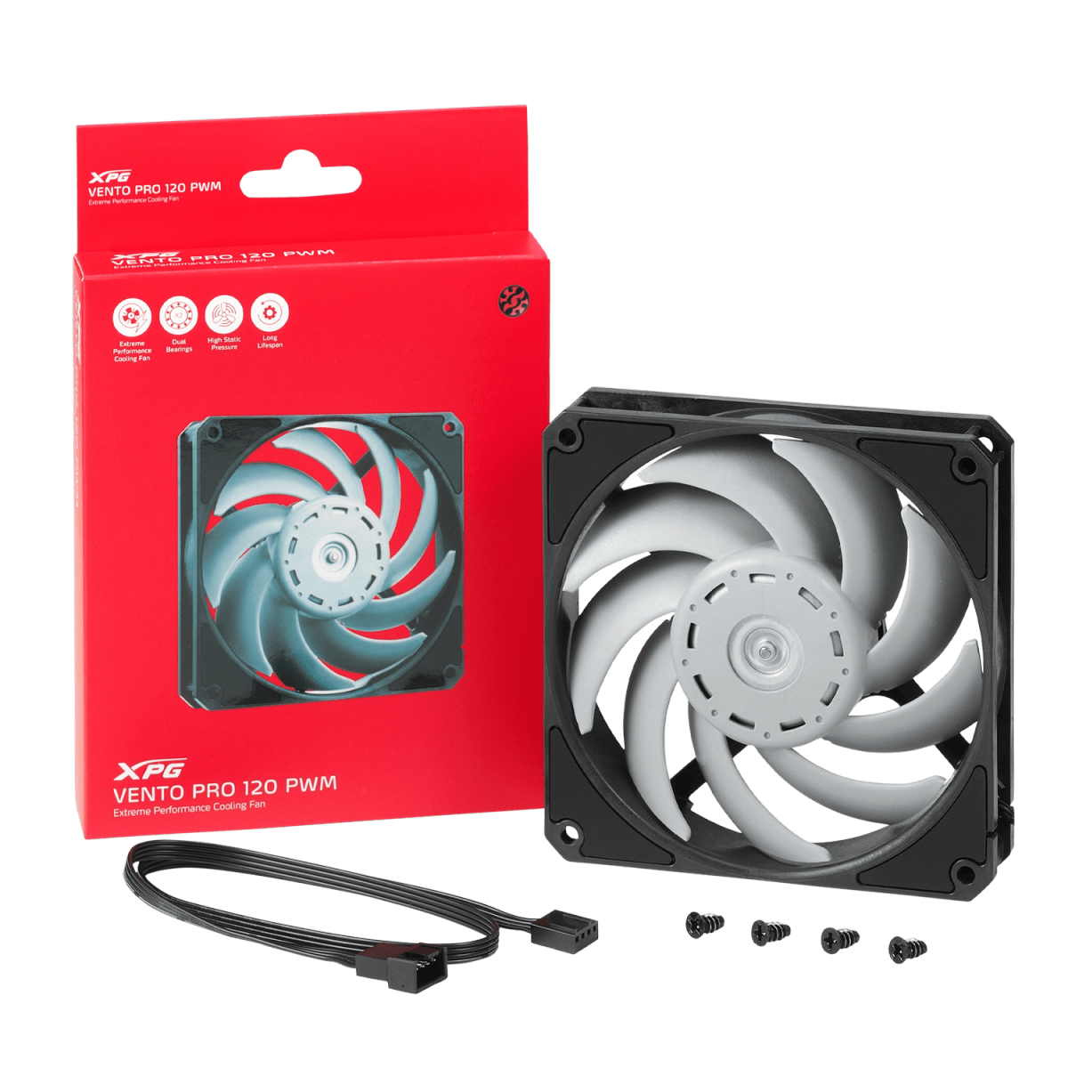 Cooler para Gabinete XPG Vento PRO, 120mm, 2150RPM, PWM, VENTOPRO120PWM-BKCWW