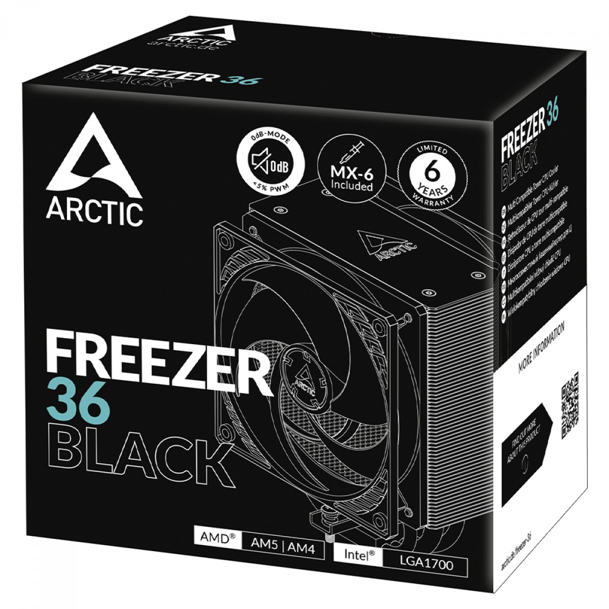 Cooler Para Processador Arctic Freezer 36, 120mm, PWM, Intel/AMD, Preto, ACFRE00123A