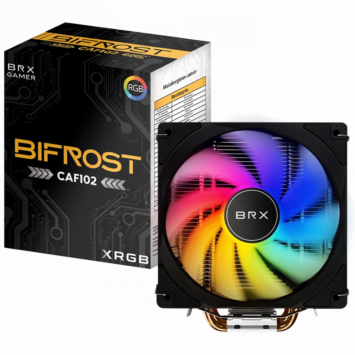 Cooler Para Processador BRX Bifrost CAF102, RGB, 120mm, Intel-AMD, Preto