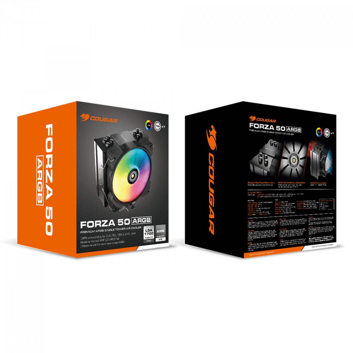 Cooler Para Processador Cougar Forza 50, ARGB, 120mm, Intel-AMD, 3MFZR50.0001
