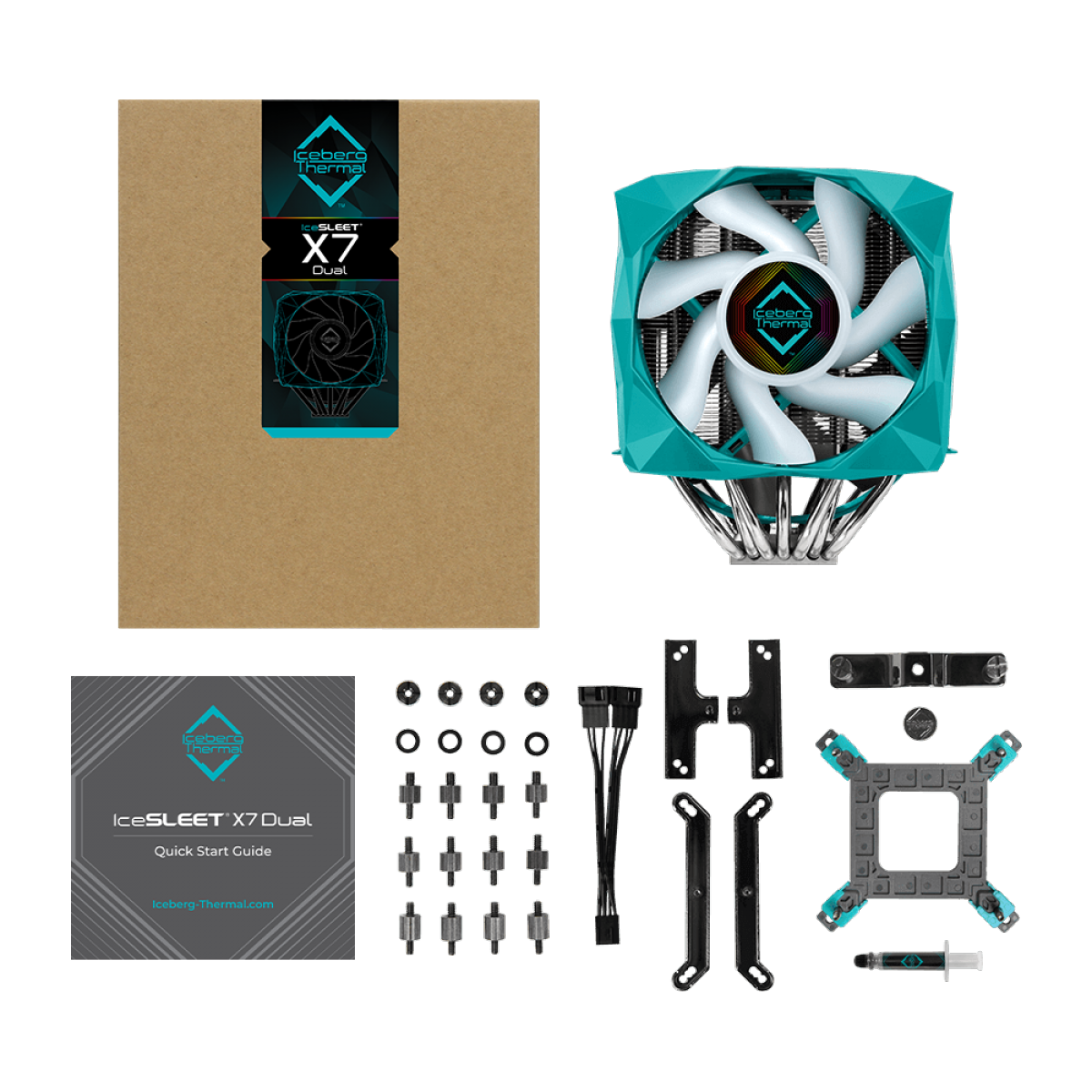 Cooler Para Processador Iceberg Thermal IceSleet X7 Dual, 120/140mm, ARGB, Azul