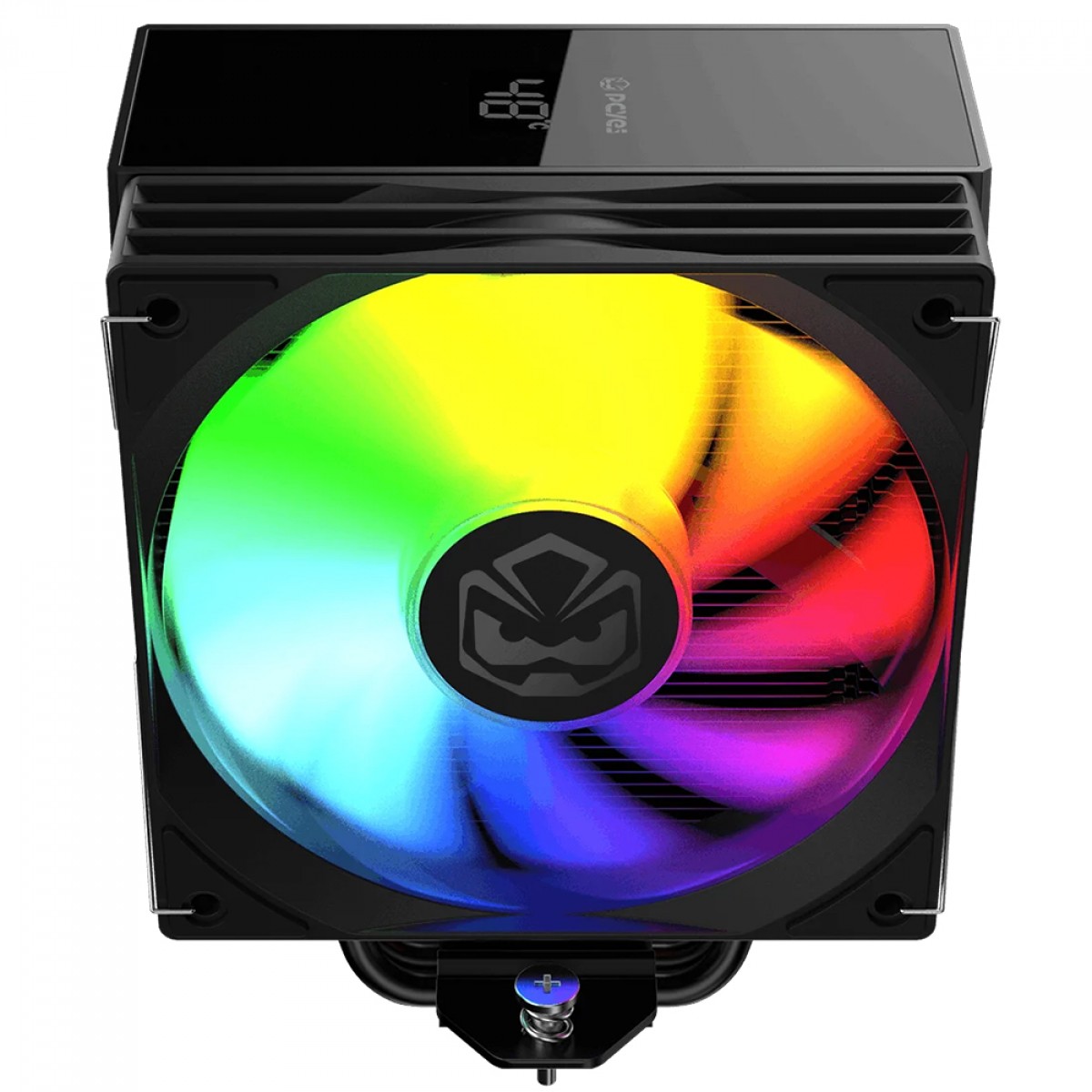 Cooler Para Processador PCYES Duley Black Vulcan ARGB, 120mm, Com Display, Intel/AMD, Preto, YT001