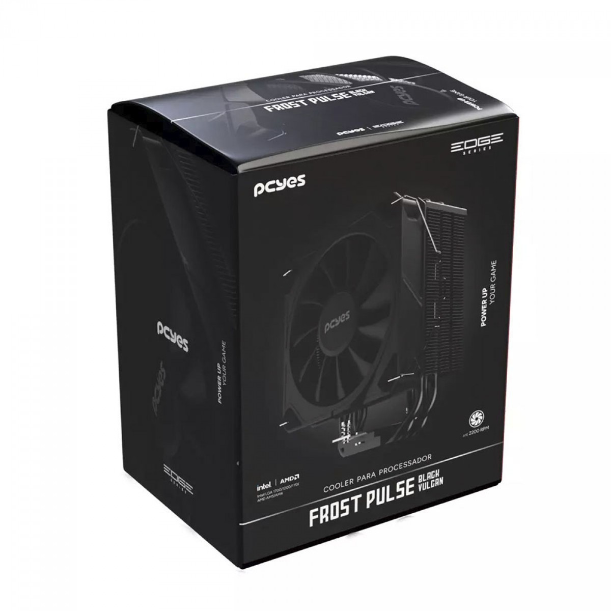 Cooler Para Processador PCYES Frost Pulse Black Vulcan, 120mm, Intel/AMD, Black, PEFPBV