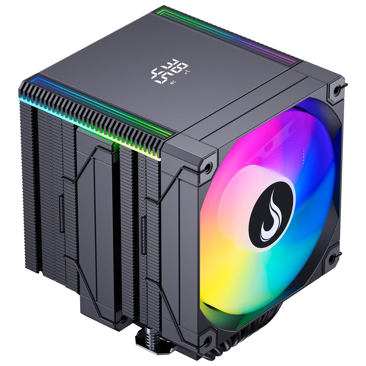 Cooler Para Processador Riser Mode Temp 8 Black, ARGB, 120mm, Com Display, Intel-AMD, Preto, RM-ACT8-ARGB-B
