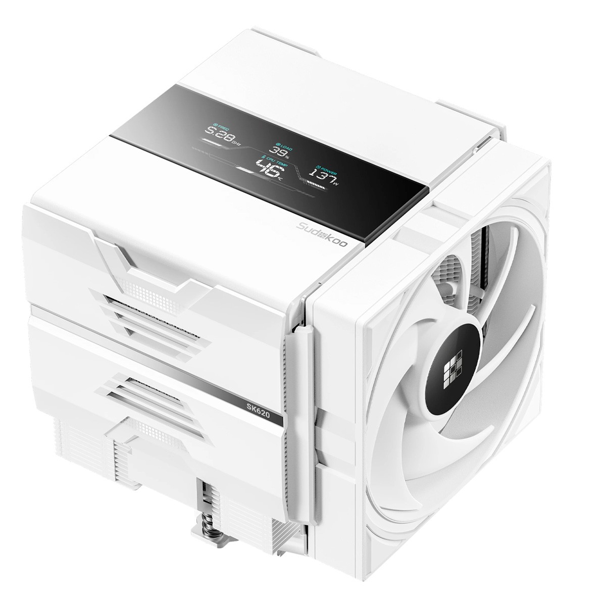 Cooler Para Processador Sudokoo SK620V, 120 mm, Display LCD, AMD, 2 Fans, Branco, R-SK620V-WHNDAN-GAS