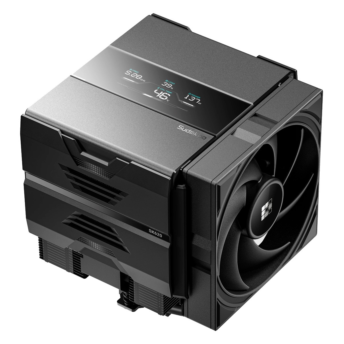 Cooler Para Processador Sudokoo SK620V, 120 mm, Display LCD, AMD, 2 Fans, Preto, R-SK620V-BKNDAN-GAS