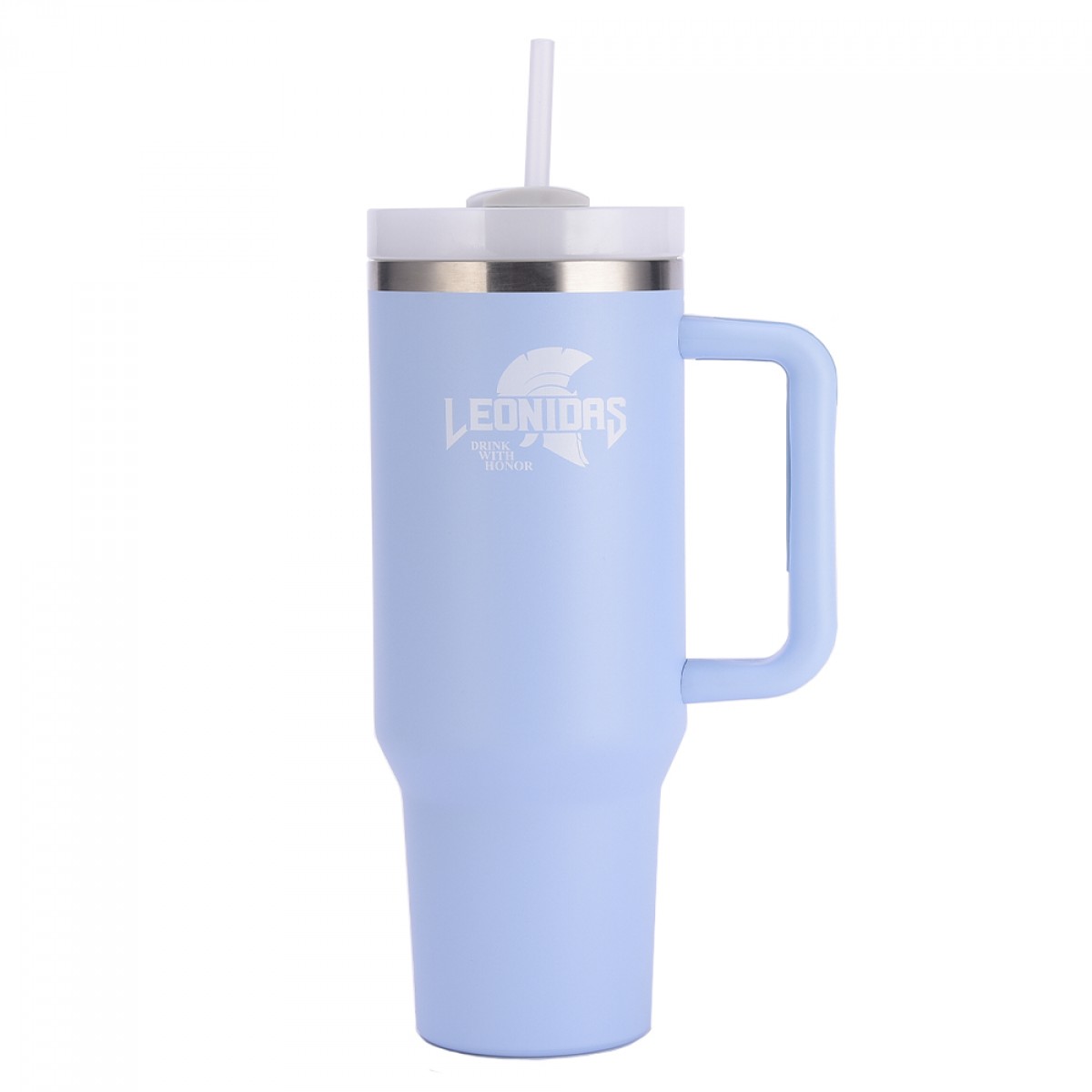 Copo Térmico Leonidas, 1180ml, Com Canudo, Quente ou Frio, Metal, Azul Claro, LN-GL-ST1180MLLB
