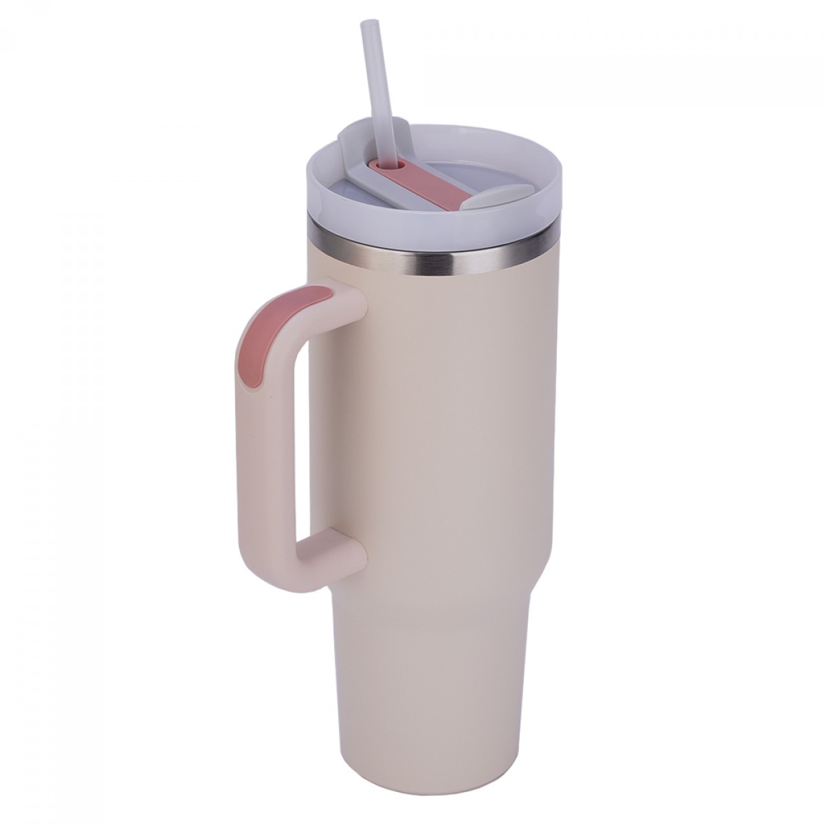 Copo Térmico Leonidas, 1180ml, Com Canudo, Quente ou Frio, Metal, Rosa Claro, LN-GL-ST1180MLLP