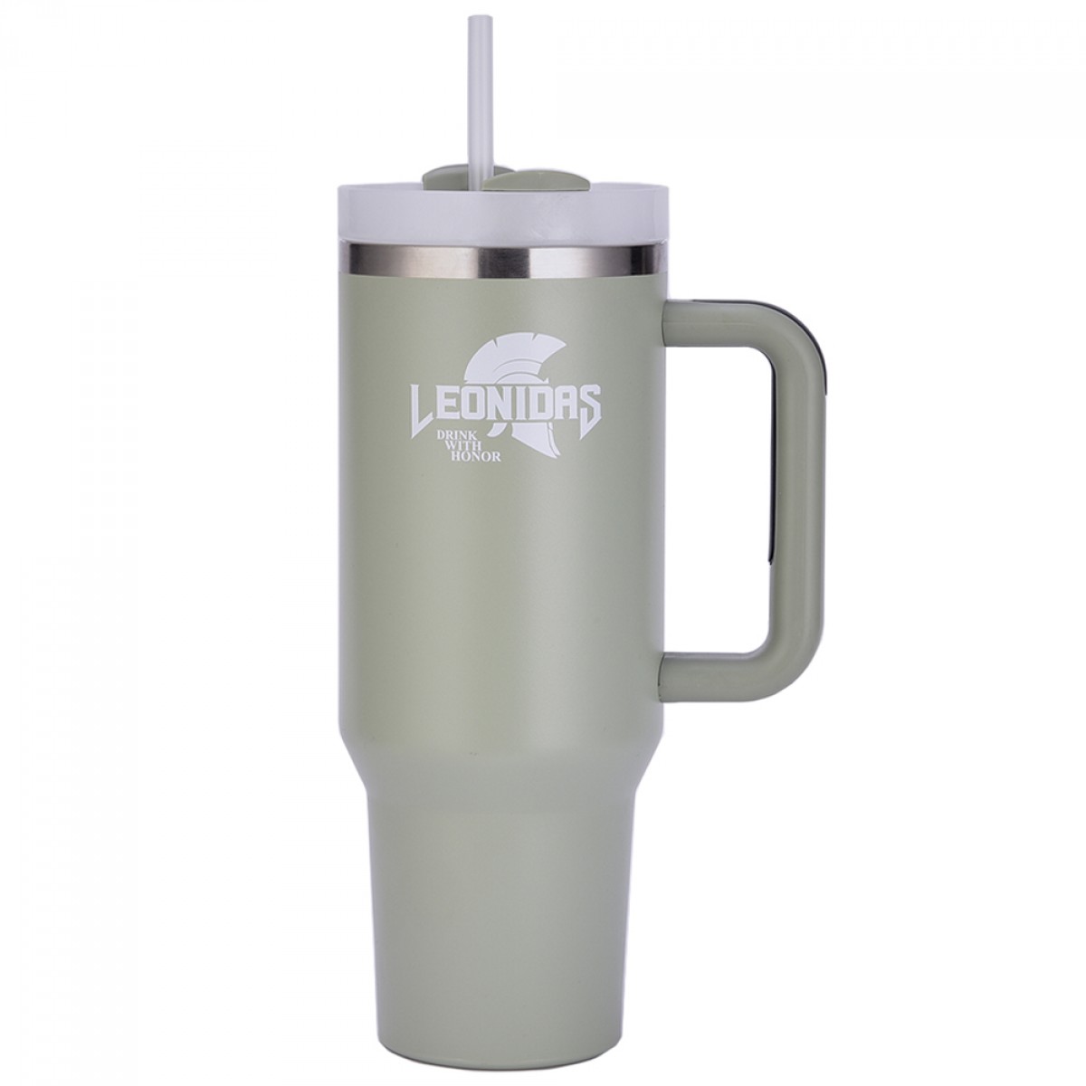 Copo Térmico Leonidas, 1180ml, Com Canudo, Quente ou Frio, Metal, Verde, LN-GL-ST1180MLGR