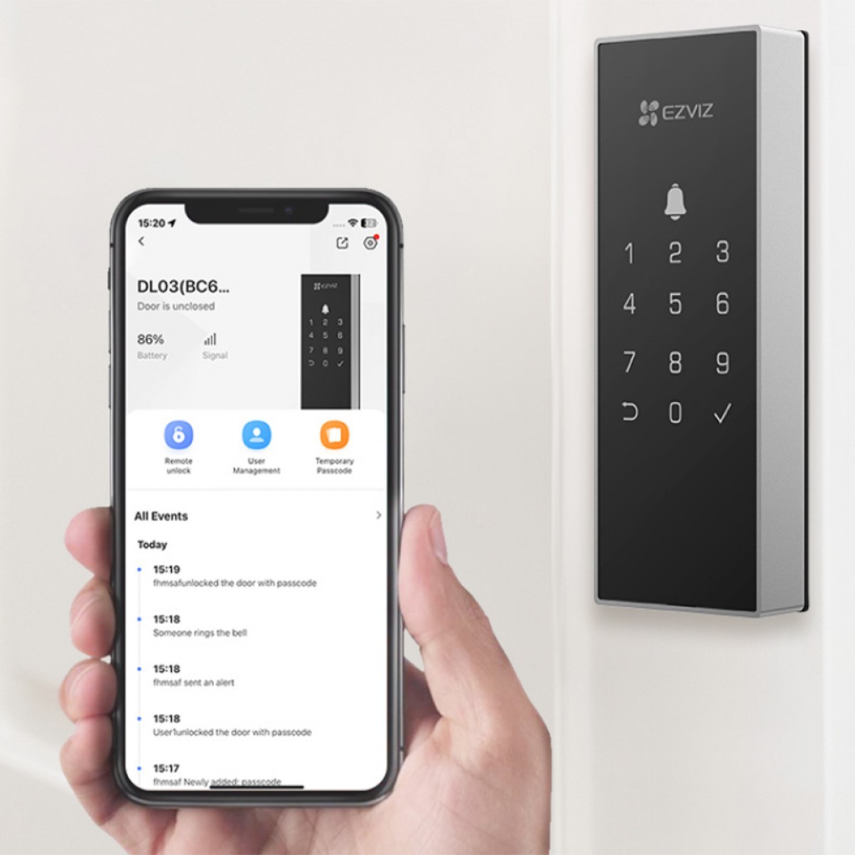 Fechadura Inteligente EZVIZ DL03 Smart Rim Lock, Wi-Fi 2.4GHz, CS-DL03-R100-WP-GR
